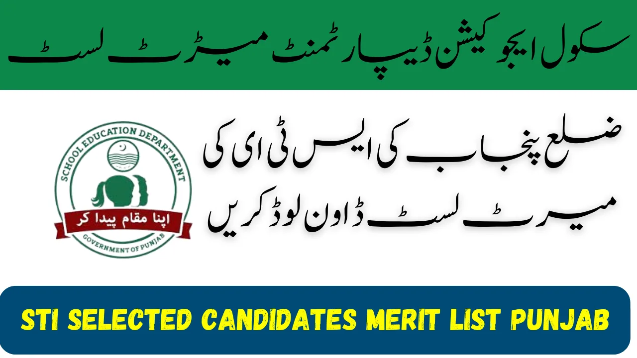 STI Selected Candidates Merit List Punjab 2025